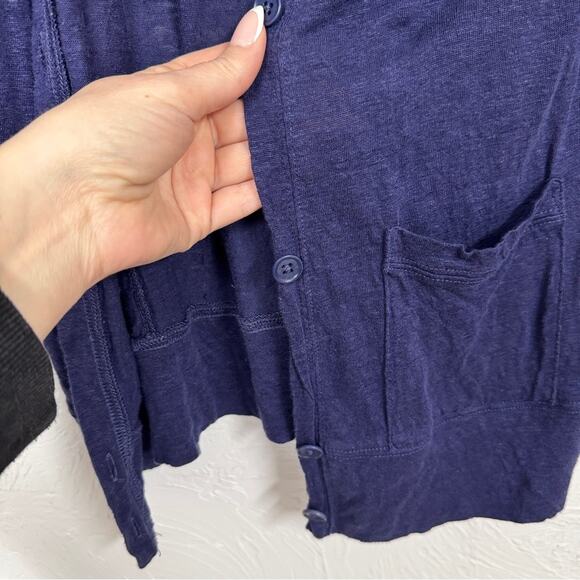 J Crew Blue Linen Duster Cardigan Sweater Womens S Casual Preppy Classic Beachy - Picture 7 of 7